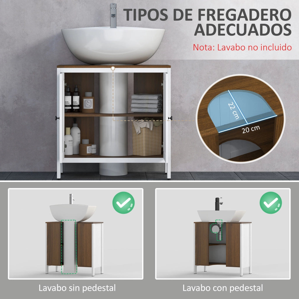 Mobiletto sottolavabo con ante ¨C zephmum ¨C bianco 60x30x60 cm
