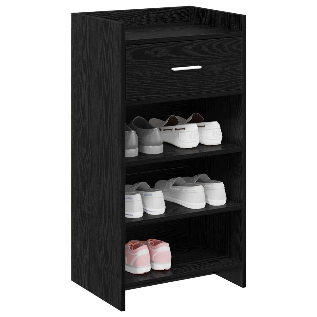 Mobile per scarpe con cassetto Rovere Nero 48 x 36 x 92 cm 8011348