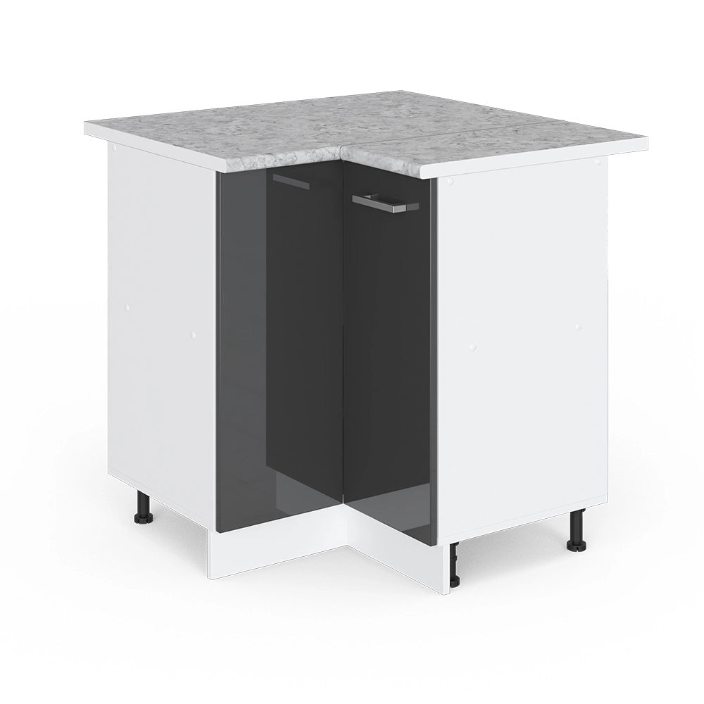 Armadio universale ad angolo R-Line Antracite lucido 75.6 cm con anta, con piano di lavoro Vicco