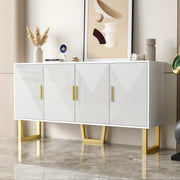 Credenza 150x40x82 cm con 4 ante e ripiani regolabili; MDF e pannello truciolare bianca