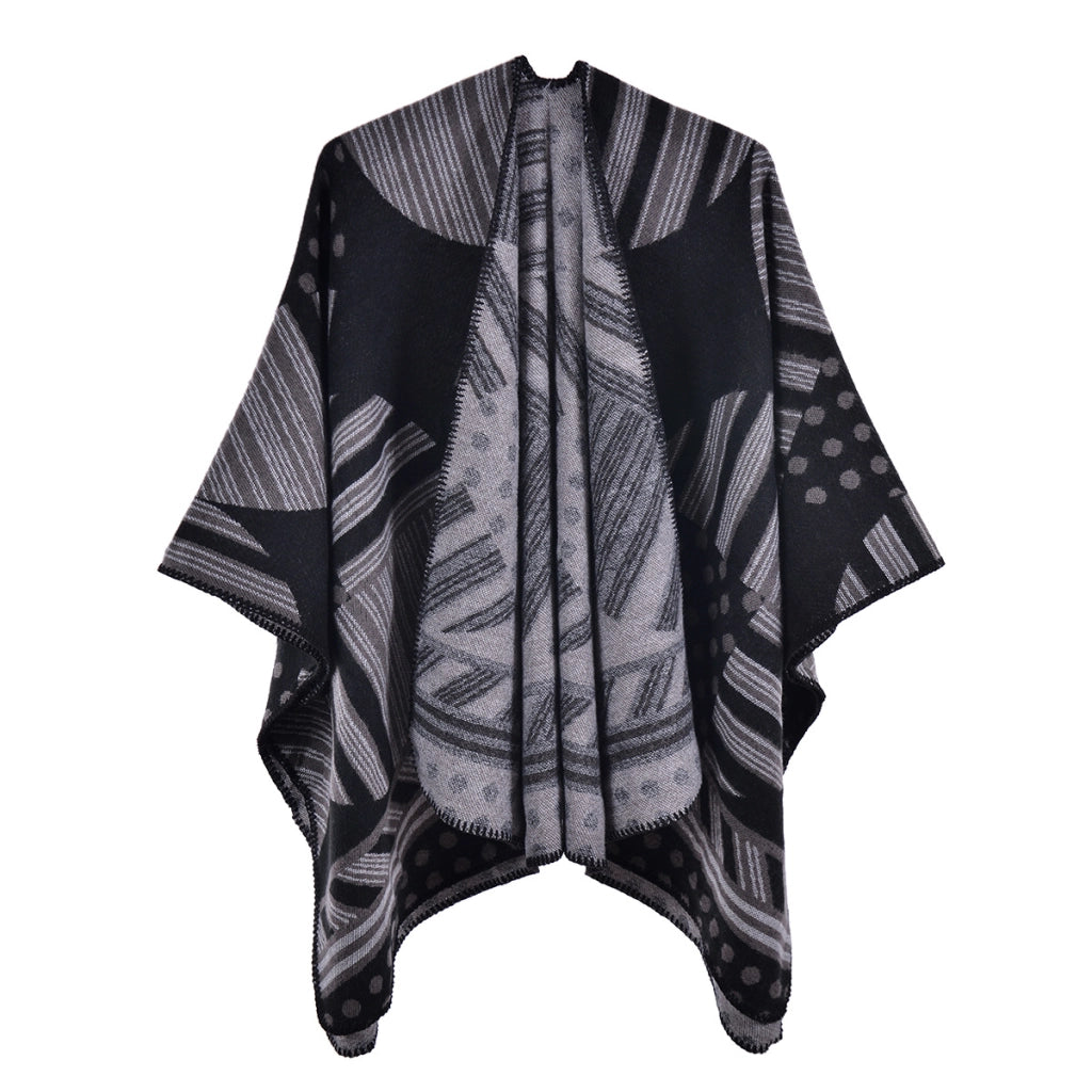Sciarpa da donna divisa in stile retr¨°, mantello in cashmere spesso e caldo, perfetto per autunno e inverno.