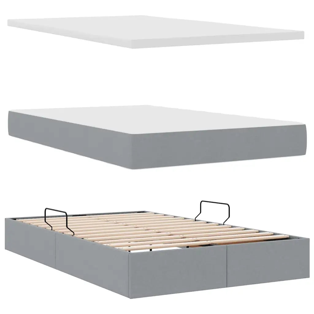 Letto con contenitore e materasso Grigio chiaro 120 x 190 cm