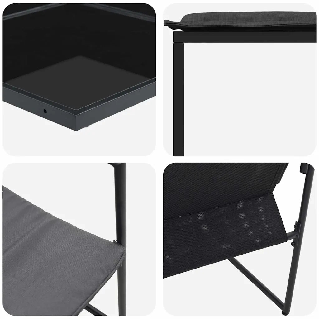 Set da Pranzo per Giardino 17 pcs Nero Acciaio 3335867