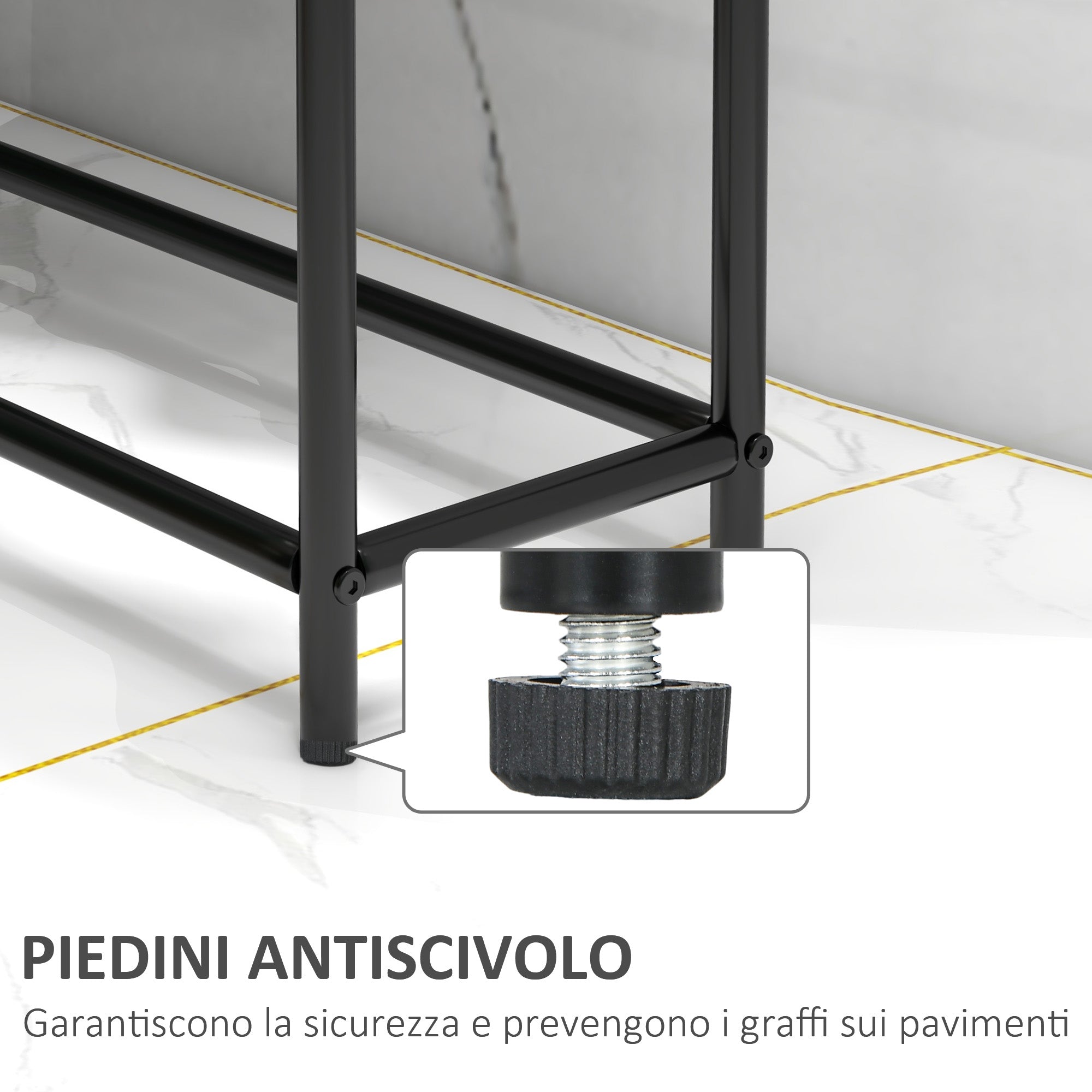 Portasciugamani da Terra a 2 Bracci Autoportante 66x20x110 cm in Metallo Nero