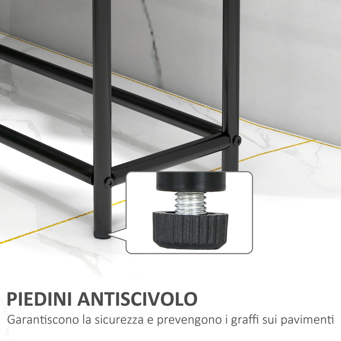 Portasciugamani da Terra a 2 Bracci Autoportante 66x20x110 cm in Metallo Nero