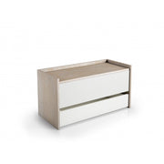 Baule contenitore con chiusura rallentata e cassetto con guide in metallo rovere e bianco 90x40x46 cm - Terraneo
