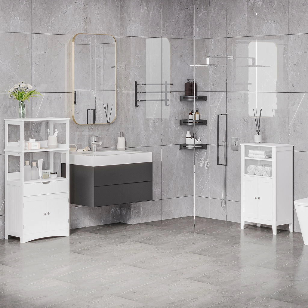 MOBILE BAGNO CON MENSOLE REGOLABILI E ARMADIETTO 2 ANTE 50X30X93CM BIANCO