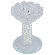 Trade Shop - Porta Candela Vetro Perle Candeliere Idea Regalo Bomboniera Cristallo 8.5x5.8 Cm -