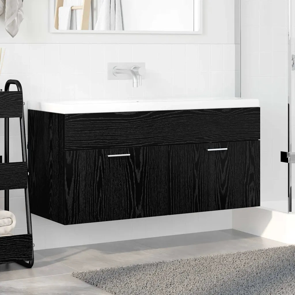 Armadio sottolavello con porta Rovere Nero Legno multistrato