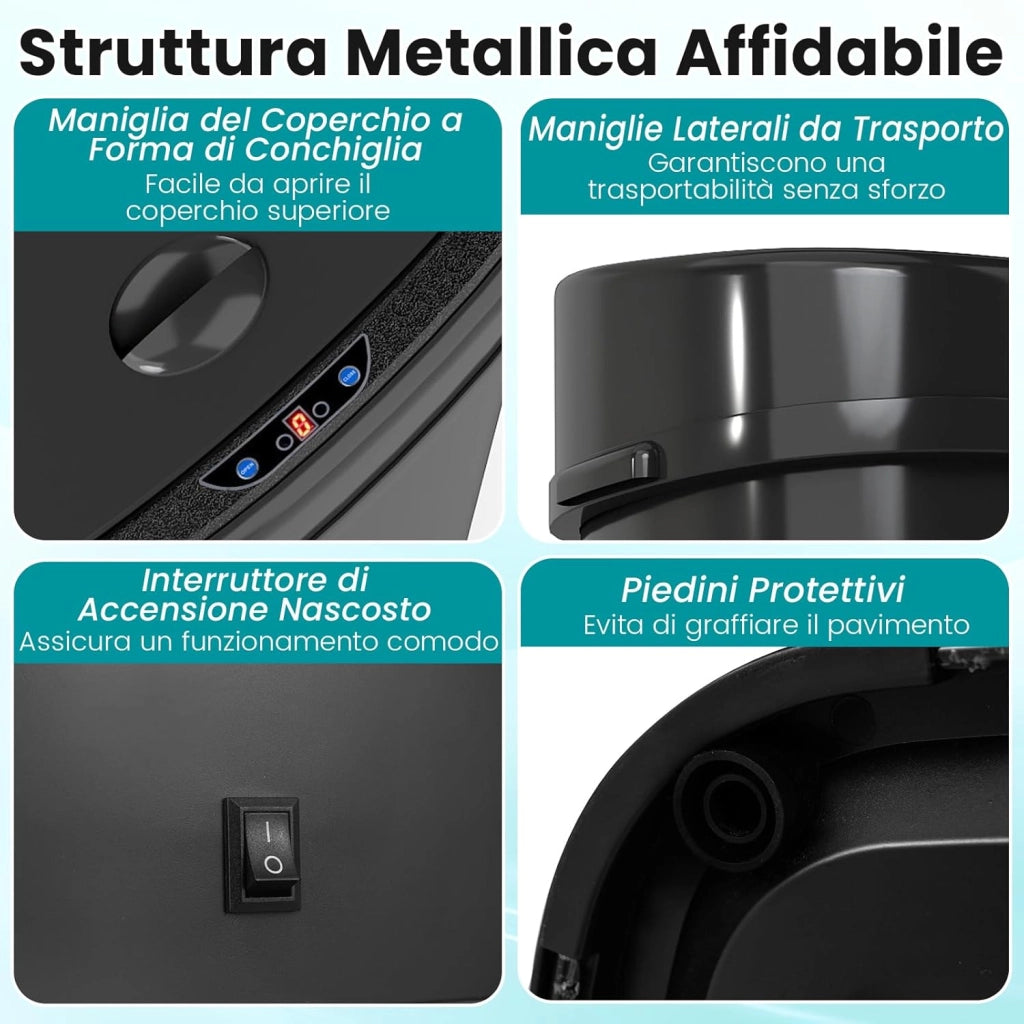 58L Pattumiera Differenziata, Cestino per la Spazzatura con Sensore di Movimento a Infrarossi e Design a Doppia Zona, Bidone Automatico Senza Contatto per Cucina, Ufficio e Soggiorno