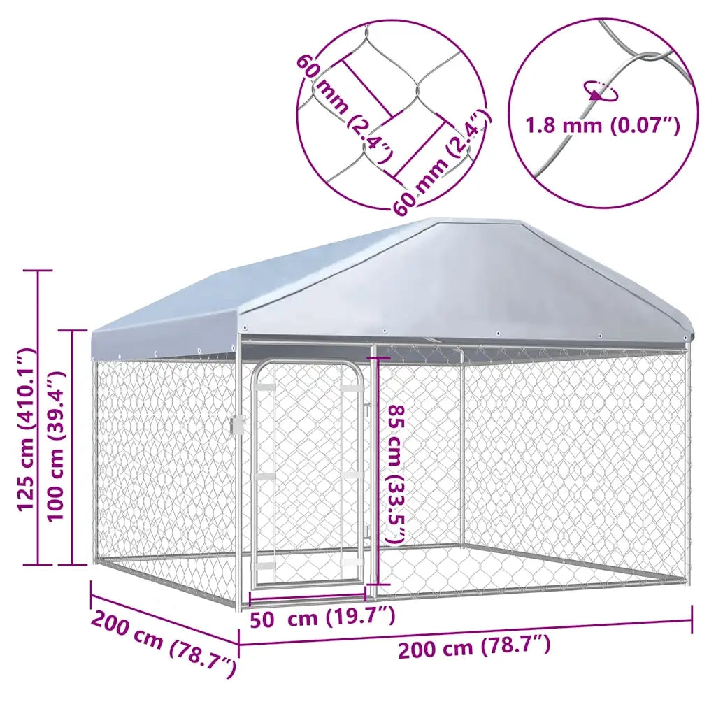 Canile da Esterno con Tetto 200x200x135 cm 144493