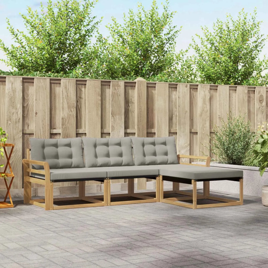 Set di divani da esterno 4 pz Bianco e Grigio Chiaro 3388565