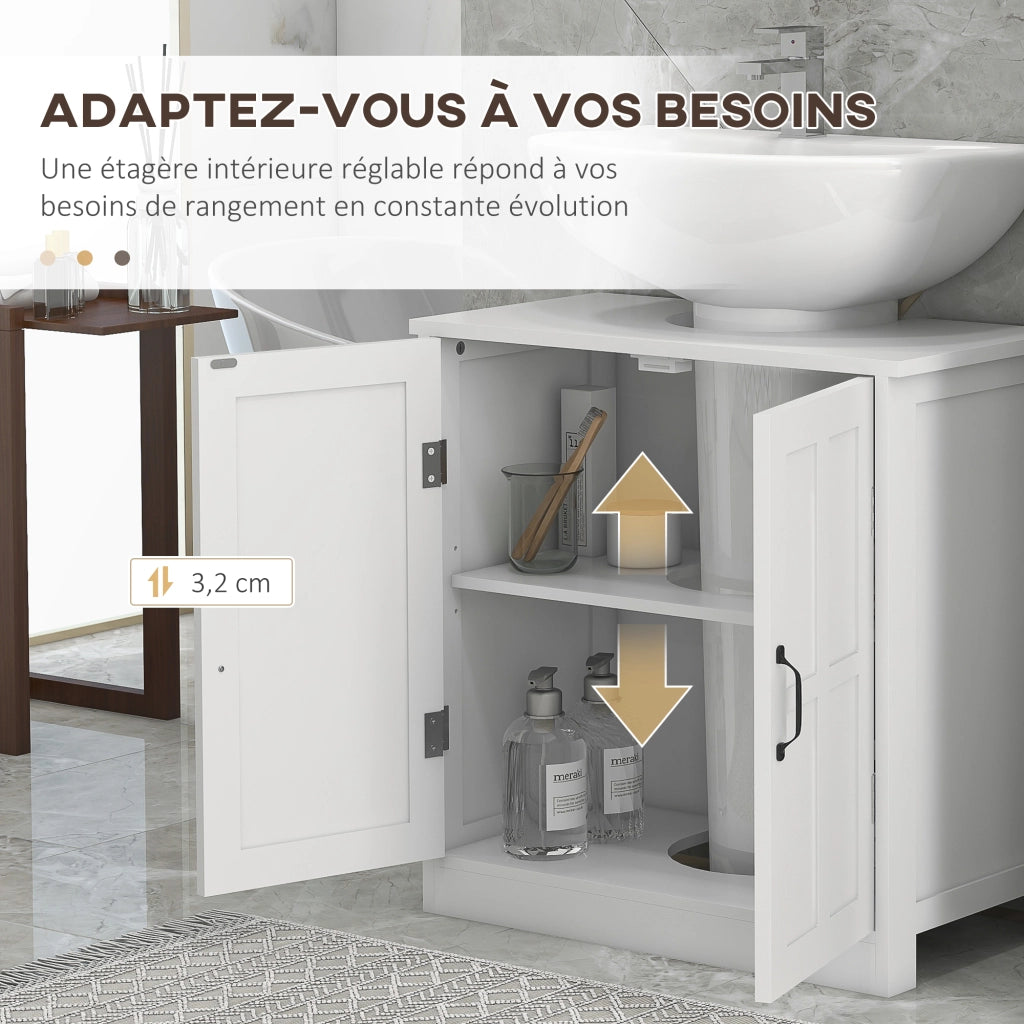 Mobile sottolavabo bagno con doppia anta e ripiano regolabile ¨C Xylo ¨C Bianco 60x30x60cm