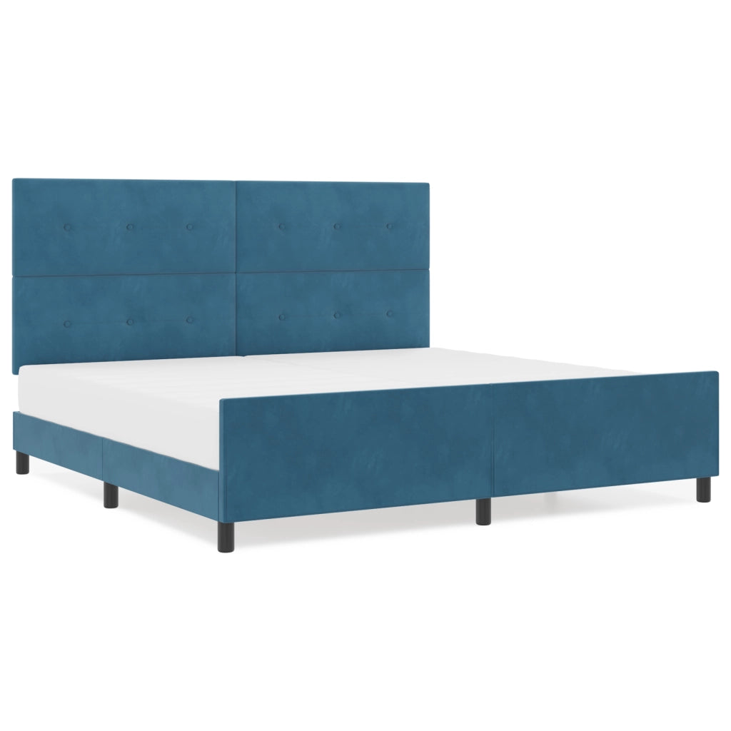 Letto Blu Scuro 200x200 cm in Velluto