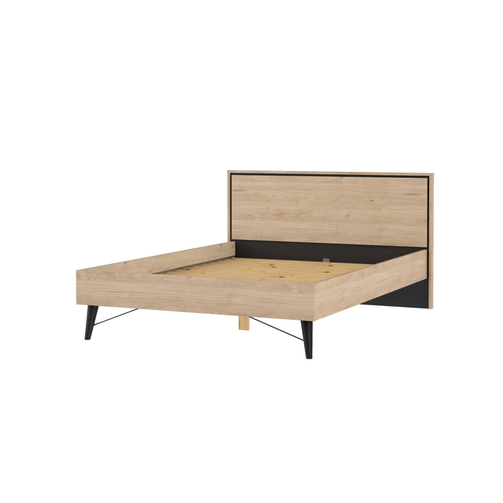 Letto piazza e mezza Elida, Sommier per camera da letto, Giroletto per stanza, Struttura porta materasso, 206x153 h91 cm, Rovere