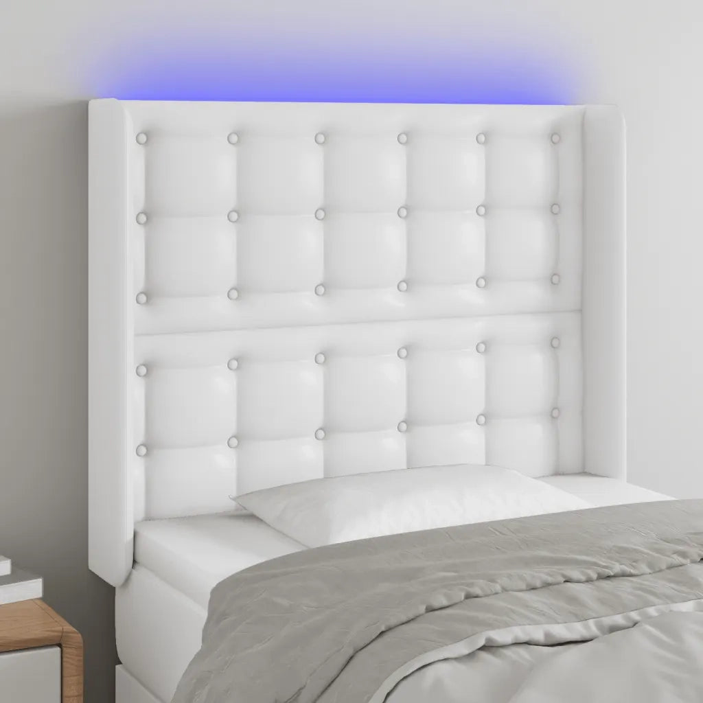 Testiera ad Orecchio-Testata con Orecchie Bianco 83x16x118/128 cm in Similpelle 354158