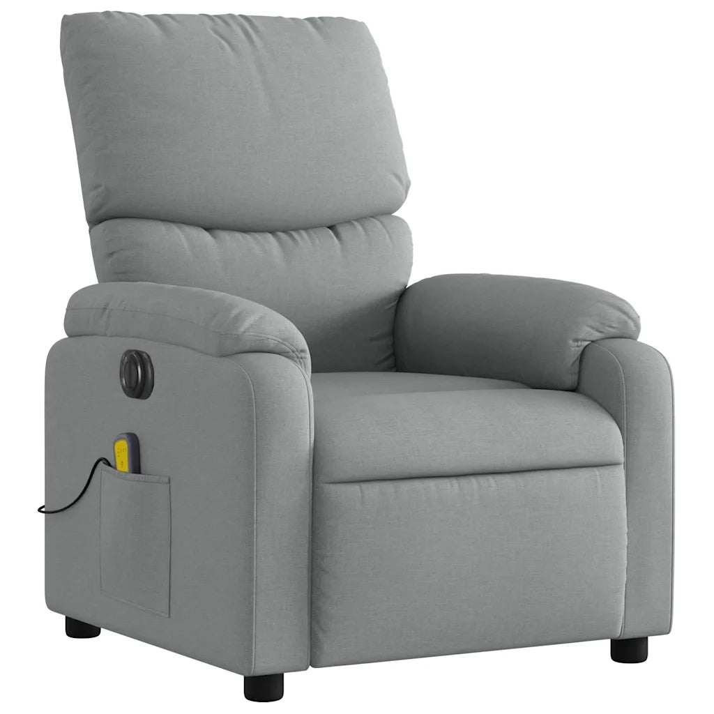 Divano Sedia-Poltrona Reclinabile Massaggio Elettrica Grigio Chiaro Tessuto 374566