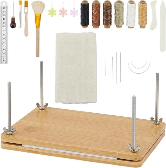 Set di Legatura con Kit di Stampaggio e Pressa per Legatura - Kit di Inizio per Legatura Artigianale con Cartelle e Aghi - 220x151x8mm