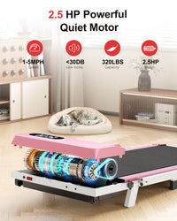 Tapis Roulant Elettrico Pieghevole 1-8 km/h - RATTANTREE - con Inclinazione, Display a LED, Supporto per App e Tablet - Portante 145kg - Rosa