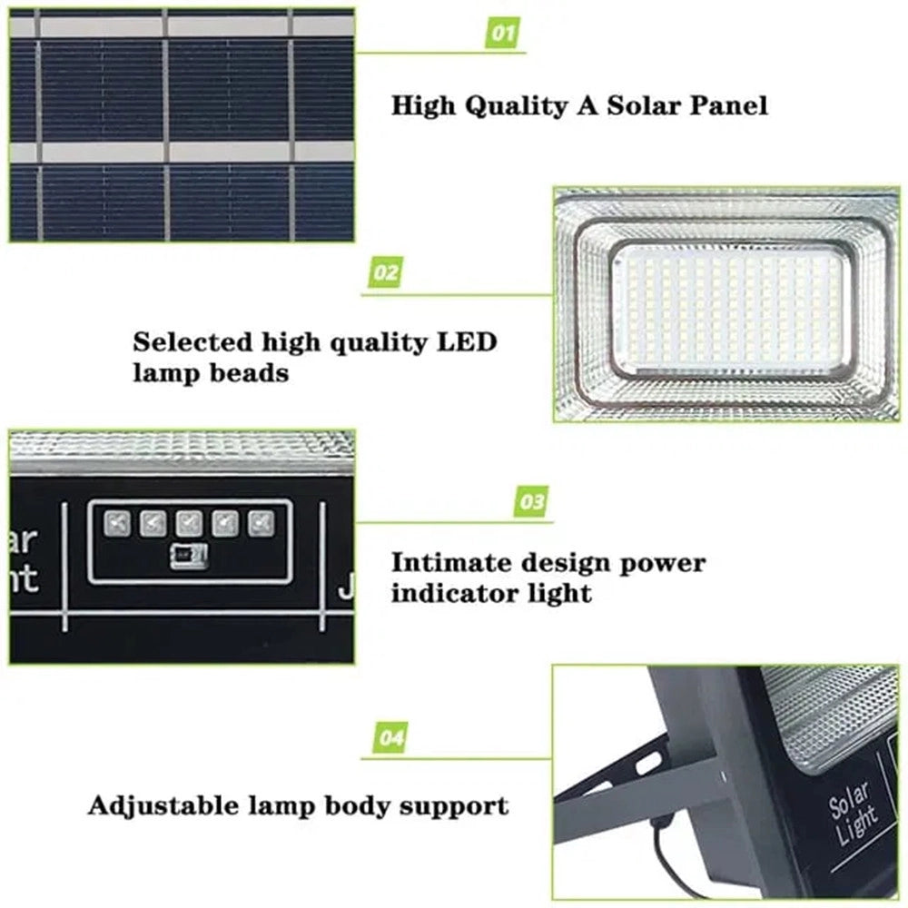 Trade Shop - Faretto Luce Solare Con Pannello Fotovoltaico 300 W Ip65 Impermeabile Telecomando -