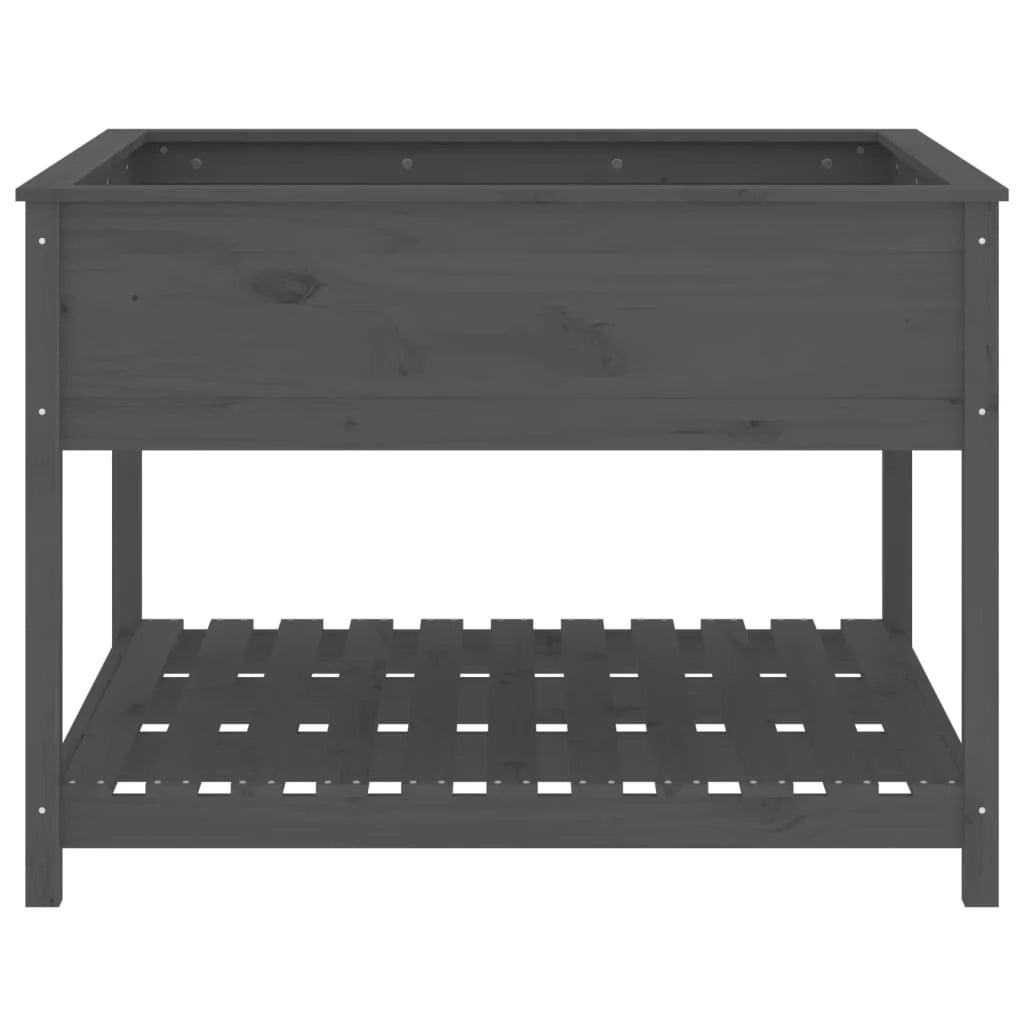 Fioriera rialzata per piante fiori terrazza giardino e scaffale 111,5 x 111,5 x 81 cm legno massello di pino grigio 02_0038613