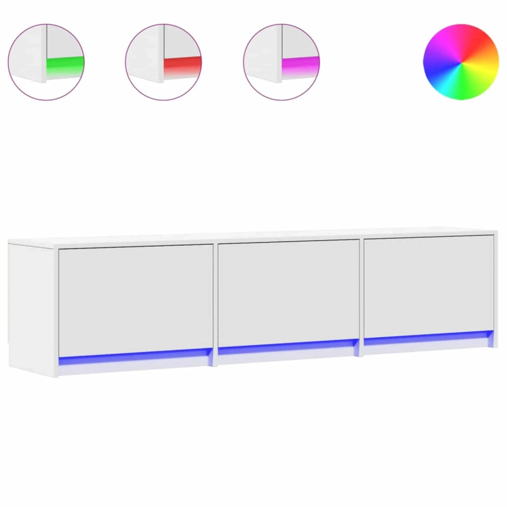 Mobile TV con led Bianco 165 x 34 x 40 cm Legno multistrato 8006547