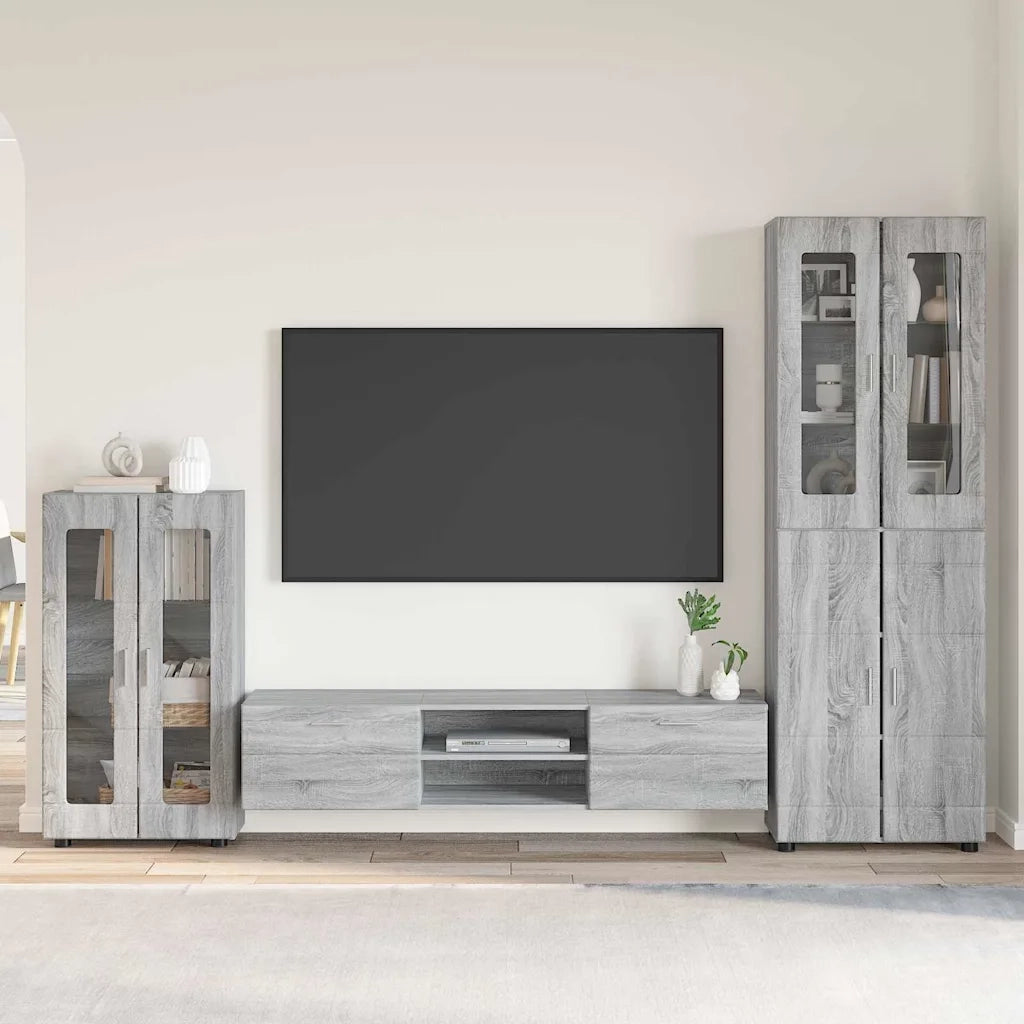 Set mobile TV FLORIN 3 pcs Grigio Sonoma Legno multistrato