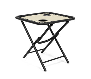 Set Di 2 Sedie A Sdraio Con Tavolino  Zero Gravity Pieghevoli Schienale Regolabile Da Esterno Con Portabicchieri Poggiatesta Poltrona Sedia Relax Terrazzo Giardino - Set Beige