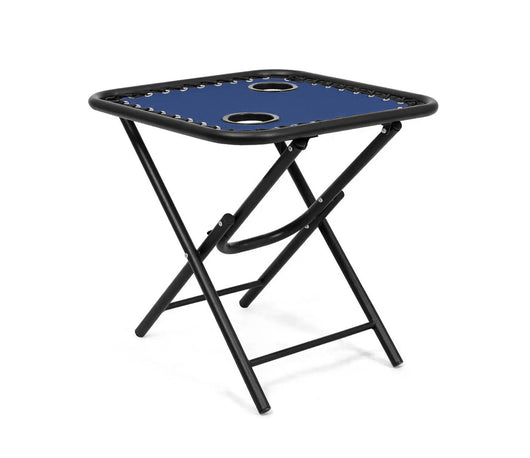 Set Di 2 Sedie A Sdraio Con Tavolino  Zero Gravity Pieghevoli Schienale Regolabile Da Esterno Con Portabicchieri Poggiatesta Poltrona Sedia Relax Terrazzo Giardino - Set Blu