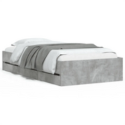 Letto singolo | Letto per adulti | Giroletto Cassetti Grigio Cemento 90x190 cm Legno Multistrato