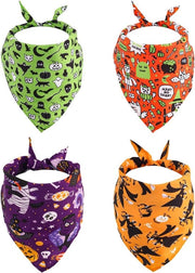 Set di Bandana per Cani e Gatti da Halloween con Motivi Zucca e Pipistrello - Adatto per Cani di Taglia Grande, Media e Piccola e Gatti