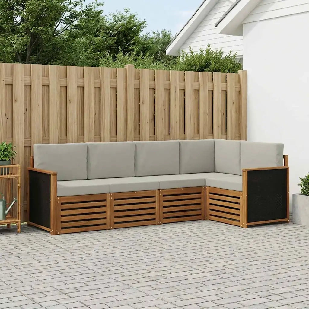 Set divano sezionale con cuscino 6 pcs Naturale e Grigio Chiaro