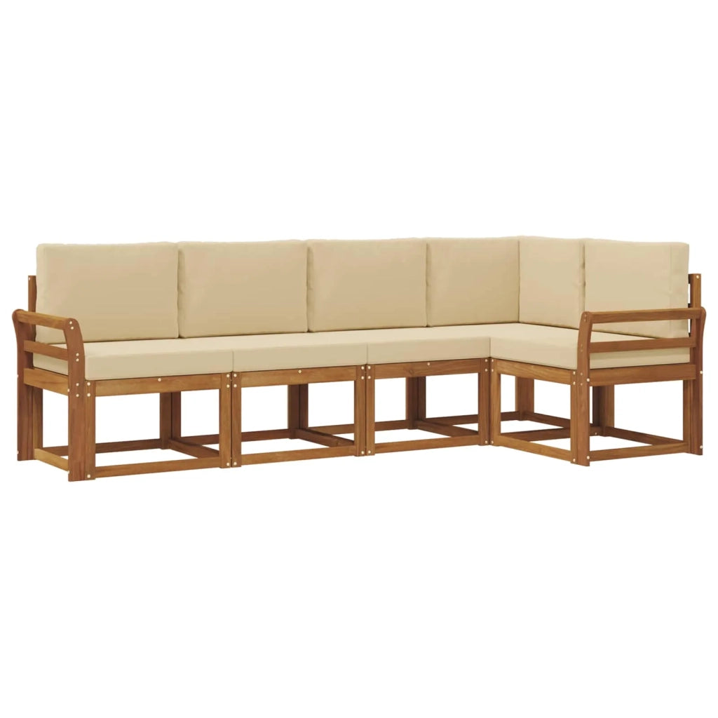 Set di divani da esterno con cuscino 5 pcs Naturale e Beige 3366396