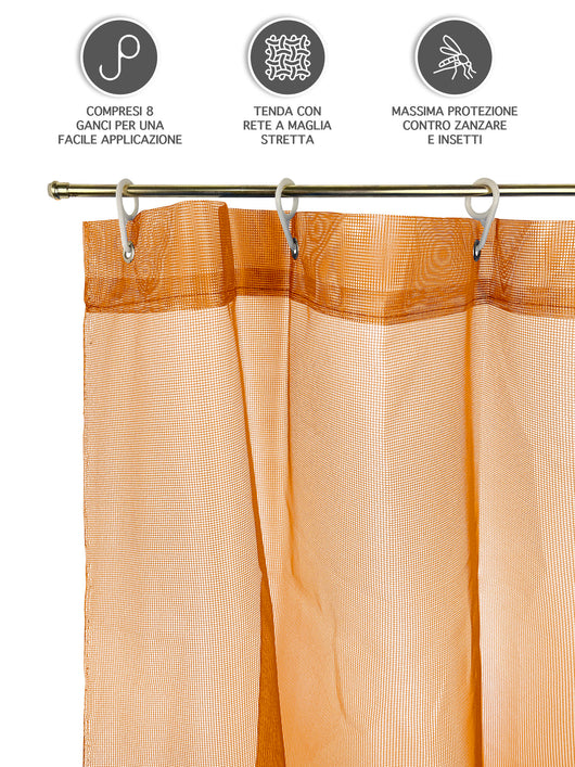 Tenda Zanzariera 150x250 Cm Tinta Unita Con Anelli Inclusi Finestre Porte Zanzariere Insetti Moschiera Anti Mosche Zanzare Insetti Rete Fitta Terrazzi Balcone Giardino Arancio