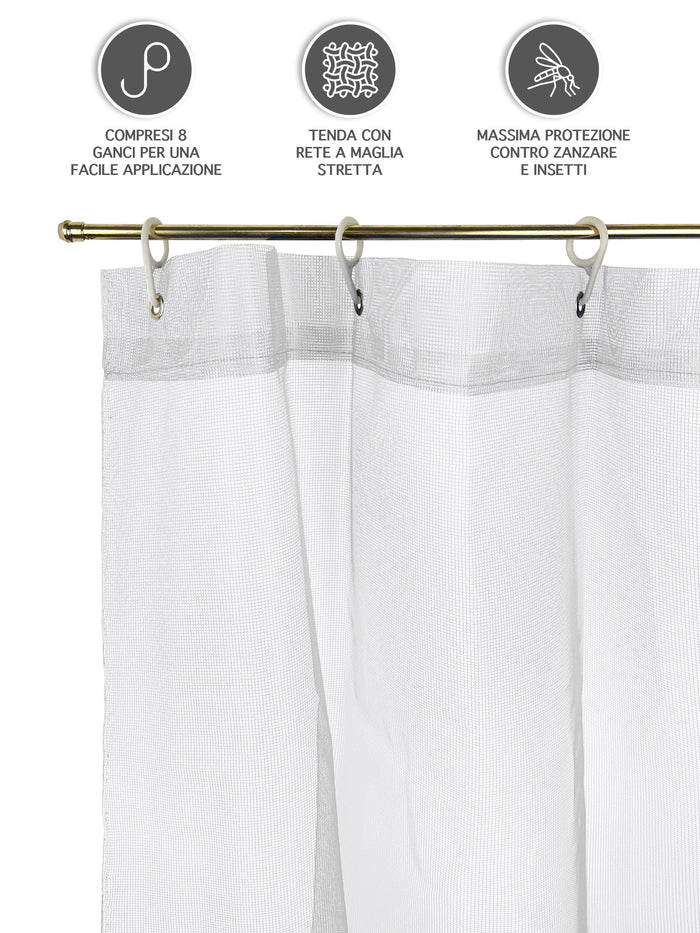 Tenda Zanzariera 150x250 Cm Tinta Unita Con Anelli Inclusi Finestre Porte Zanzariere Insetti Moschiera Anti Mosche Zanzare Insetti Rete Fitta Terrazzi Balcone Giardino Bianco
