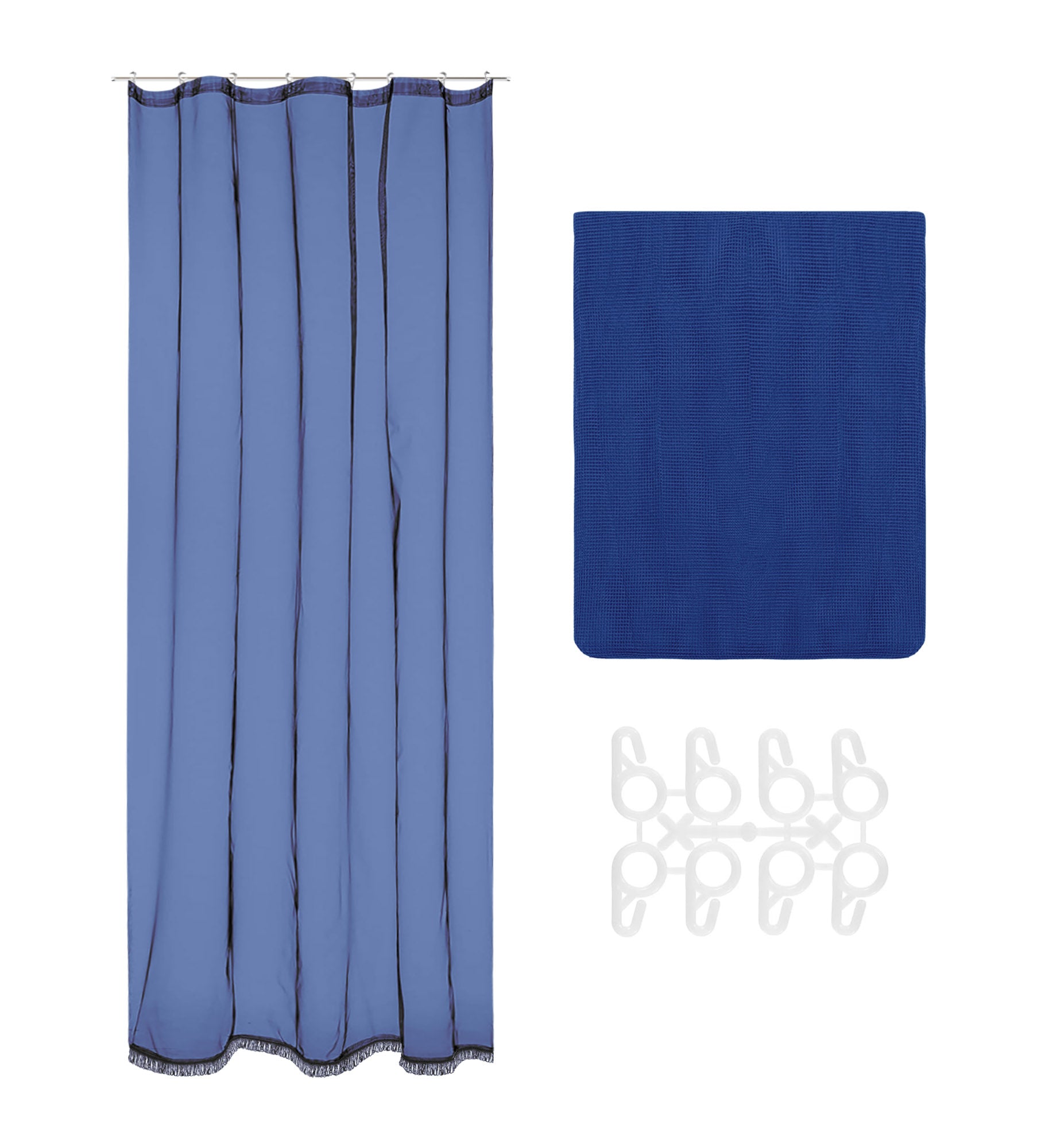 Tenda Zanzariera 150x250 Cm Tinta Unita Con Anelli Inclusi Finestre Porte Zanzariere  - Blu