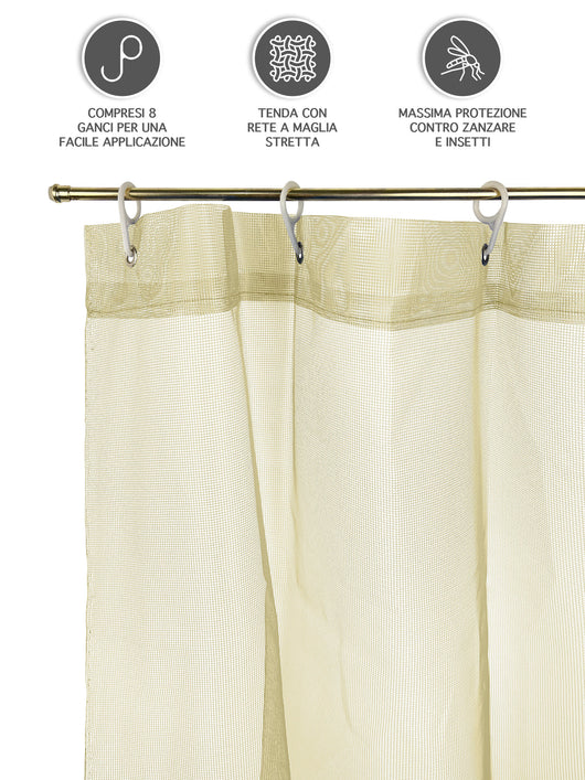 Tenda Zanzariera 150x250 Cm Tinta Unita Con Anelli Inclusi Finestre Porte Zanzariere Insetti Moschiera Anti Mosche Zanzare Insetti Rete Fitta Terrazzi Balcone Giardino Panna