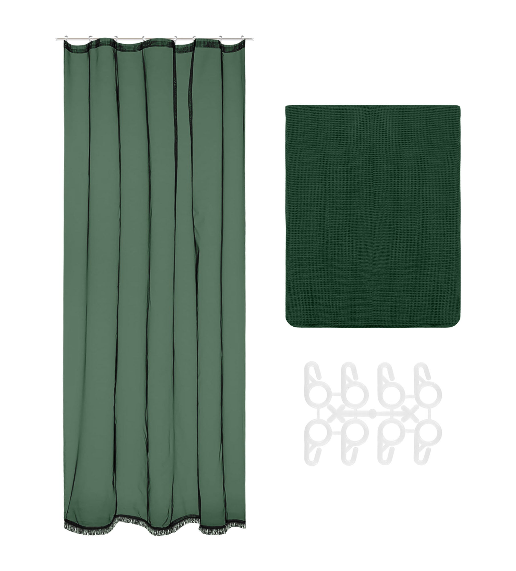 Tenda Zanzariera 150x250 Cm Tinta Unita Con Anelli Inclusi Finestre Porte Zanzariere - Verde