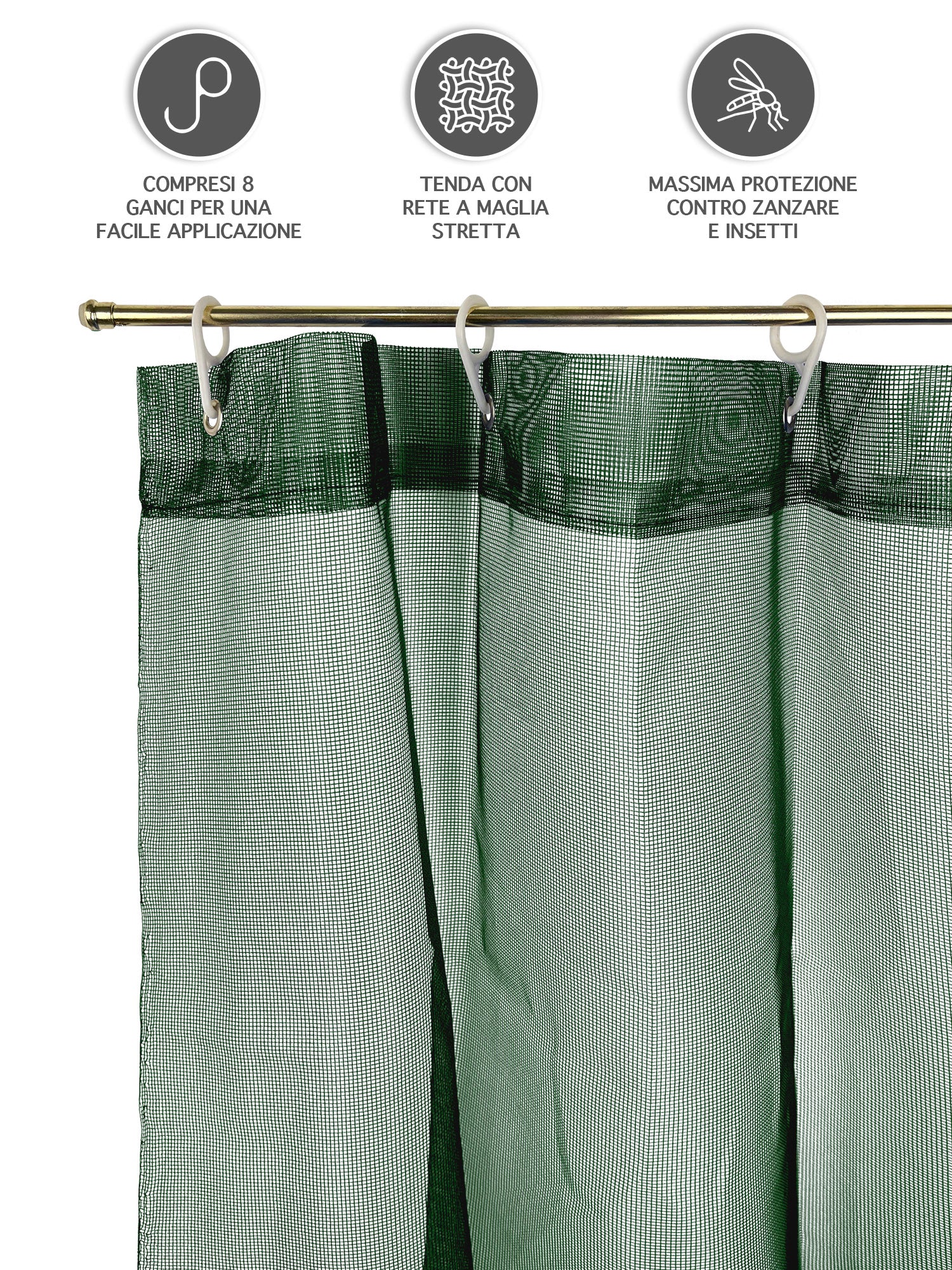 Tenda Zanzariera 150x250 Cm Tinta Unita Con Anelli Inclusi Finestre Porte Zanzariere Insetti Moschiera Anti Mosche Zanzare Insetti Rete Fitta Terrazzi Balcone Giardino Verde