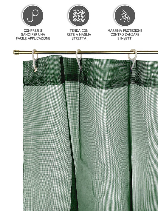 Tenda Zanzariera 150x250 Cm Tinta Unita Con Anelli Inclusi Finestre Porte Zanzariere Insetti Moschiera Anti Mosche Zanzare Insetti Rete Fitta Terrazzi Balcone Giardino Verde