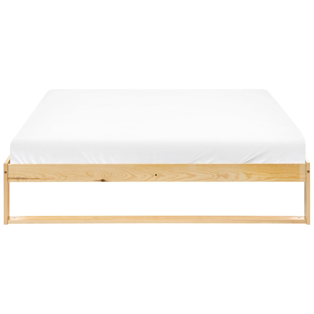 Letto matrimoniale in legno di pino 140 x 200 cm marrone chiaro stile minimalista