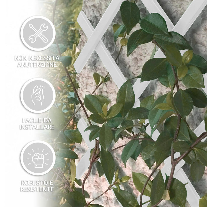 Traliccio Grigliato Estensibile In Pvc Sostegno Muro Fiori Piante Rampicanti Terrazzi Balcone Giardino Reticolato Fioriera Parete Verticale - Bianco - 1x2 Mt