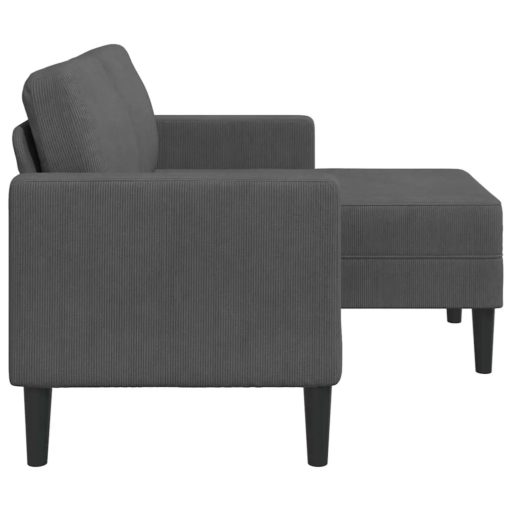 Divano a 2 posti con chaise longue a L grigio scuro 125 cm in lino 4107077