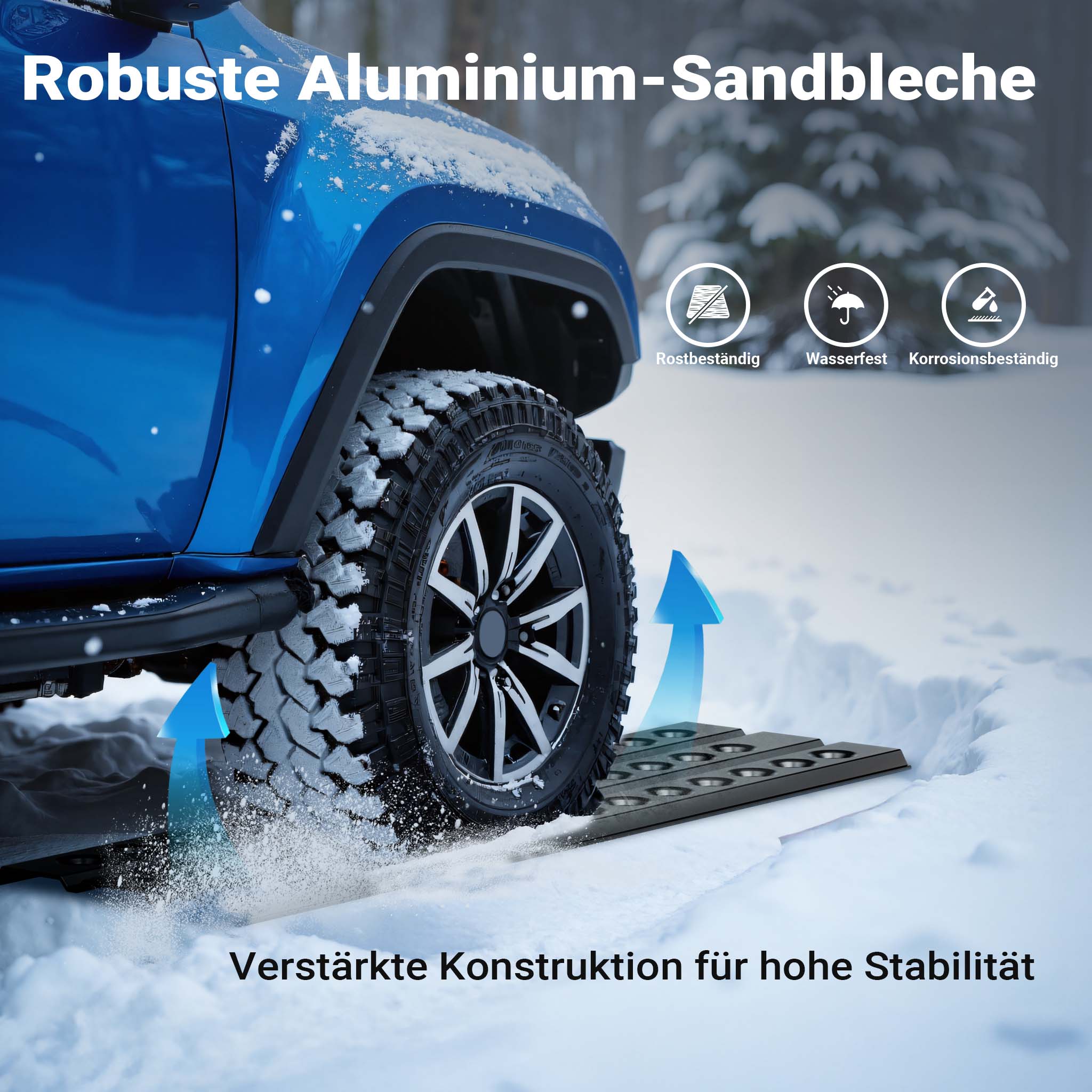 Piastre da sabbia 1 coppia 150x45 cm in alluminio per recupero auto fuoristrada veicoli SUV