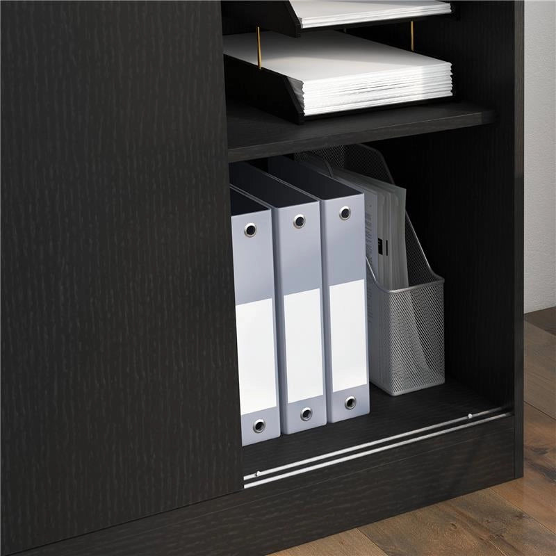 ARMADIETTO DA UFFICIO A 3 RIPIANI CON 2 CHIAVI DI SICUREZZA E ANTE SCORREVOLI 80X40X120 CM NERO
