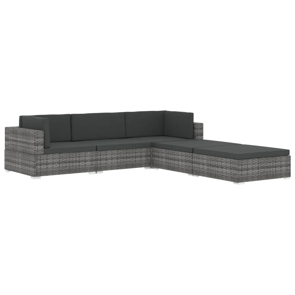 Poltrona Modulare ad Angolo 1 pz con Cuscini Polyrattan Grigio cod mxl 67033