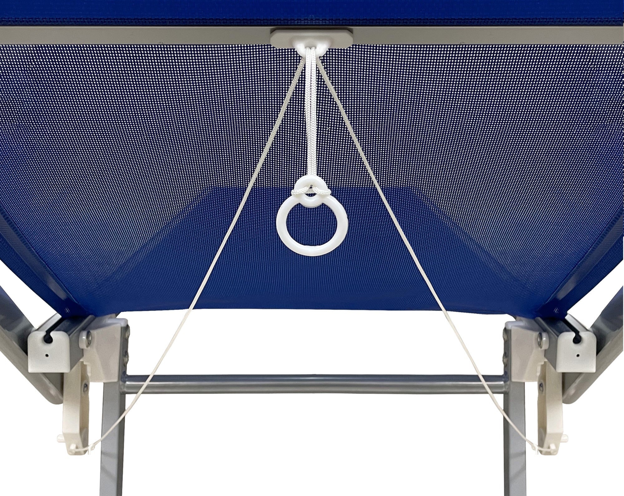 Set 2 Pezzi Lettino Prendisole Deluxe In Alluminio Pieghevole Professionale Sdraio Con Tettino Parasole Tessuto Textilene Impermeabile - Blu