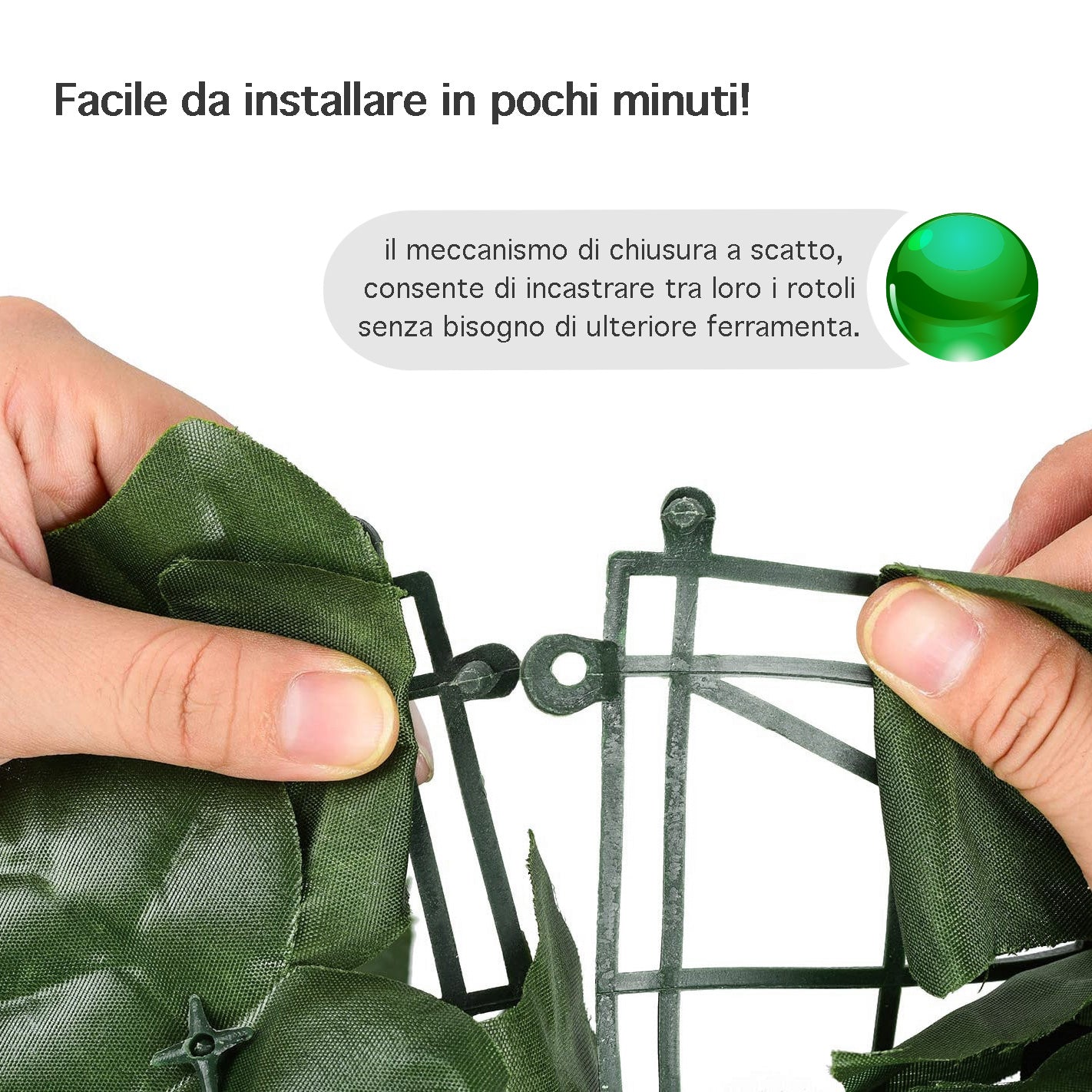 Siepe Artificiale Edera Finta Sempreverde Sintetica Anticaduta Frangivista Frangivento Ringhiera Terrazzo Balcone Giardino diverse Misure - Verde - 1x20M