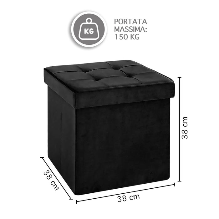 Pouf Contenitore In Velluto Quadrato Moderno Panca Cassapanca Soggiorno Panchina Per Ingresso Scarpiera Sgabello Panca Moderna  Nero