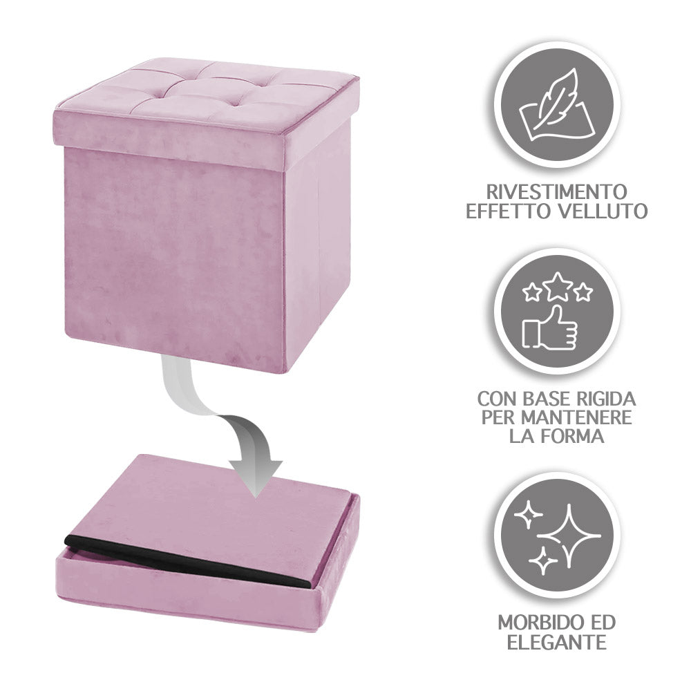 Pouf Contenitore In Velluto Quadrato Moderno Panca Cassapanca Soggiorno Panchina Per Ingresso Scarpiera Sgabello Panca Moderna  RosaAntico
